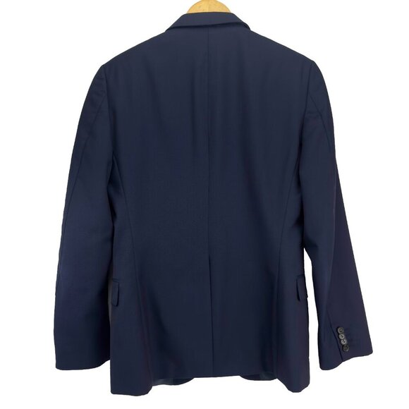 DE FURSAC Virgin wool Serge Fitted Lined Carbon Blue Suit Blazer Jacket 46R S/M - Picture 5 of 10